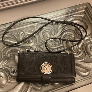 Coco + Carmen Black Embossed Crossbody Bag